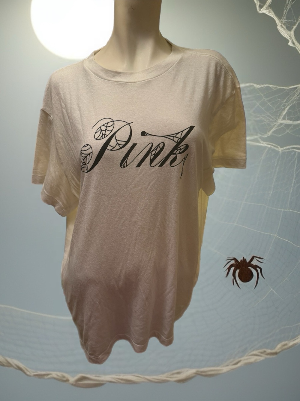 PINK Victoria's Secret White Tee with Subtle Gray Logo